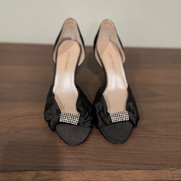 {Caparros} Black Bling peep toe Evening Shoes 8.5 - Picture 1 of 4